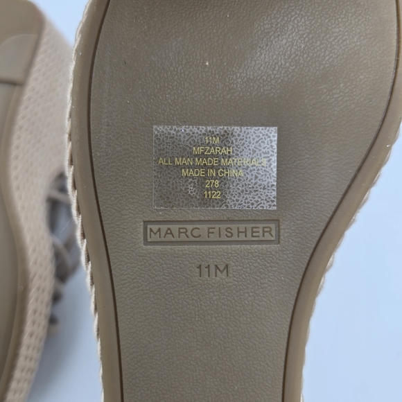 NWOT Marc Fisher Zarah Faux Leather Strappy Wedge Heels, Lite Latte 110, Sz. 11M - Picture 14 of 16